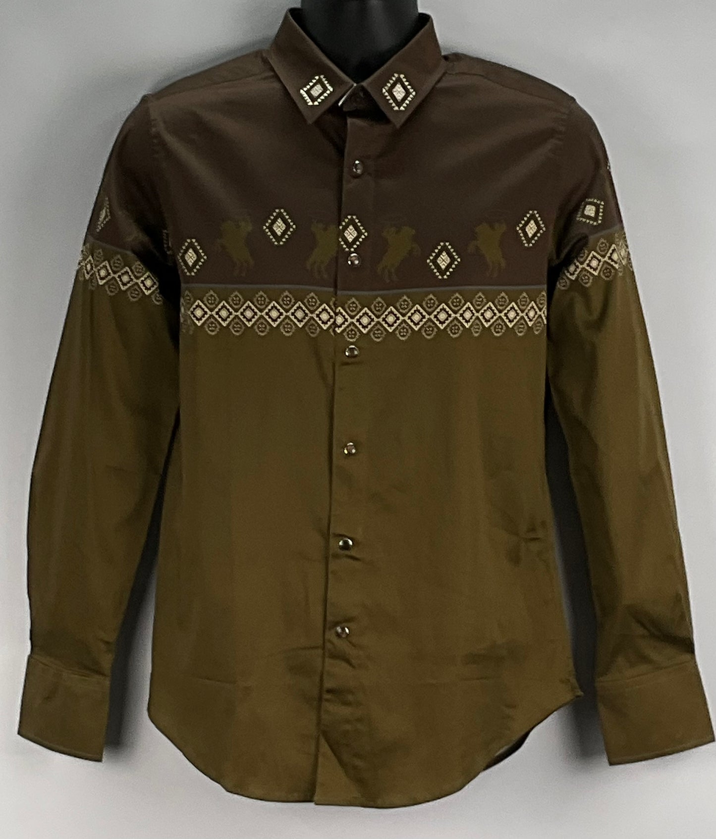 Platini Men Shirt AFL11333 Brown Long sleeve