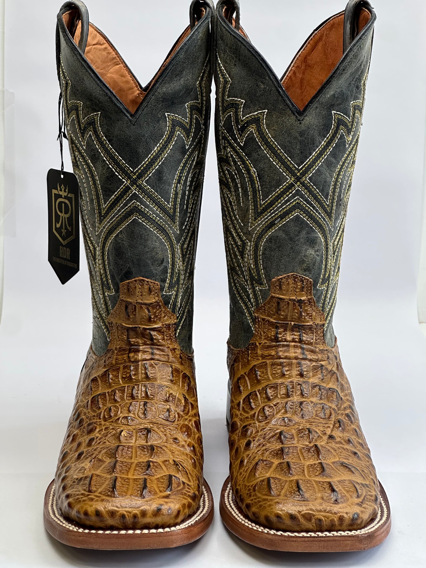 RDR Men’s Honey Nile Print Leather Cowboy Boots With Leather Sole