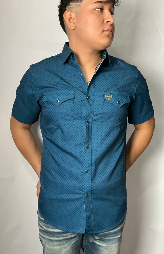 Platini Performance Feature Full Mens Shirt (Camisa Caballero) Dark Blue/ Azul Obscuro Short Sleeve Manga Corta