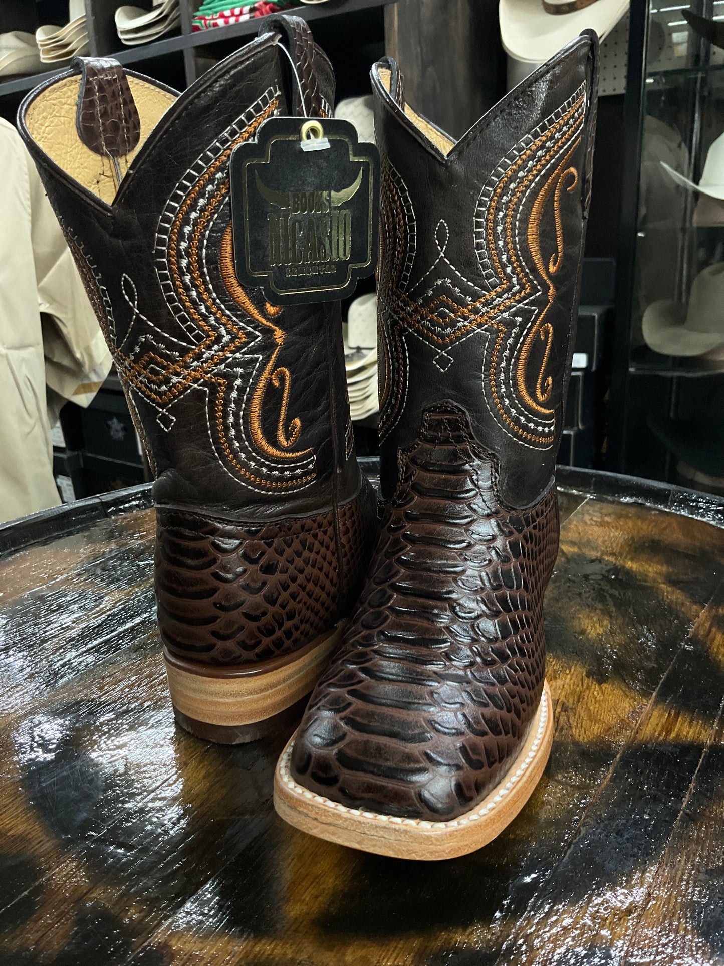 Nicasio kids boots Python imitation Brown