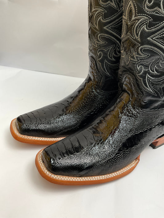Pata de avestruz/ostrich foot  rodeo negro/black Arango Men Exotic Boot