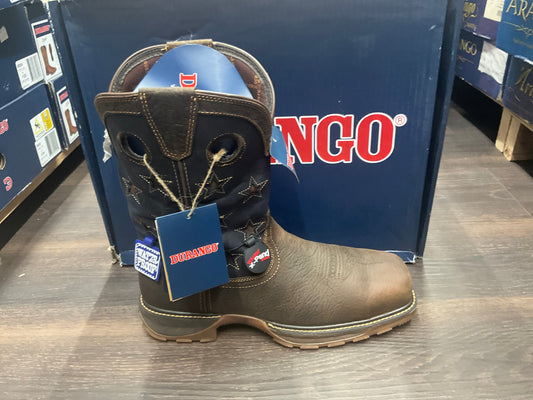 Durango men work boot steel toe composite water proof (maverick x-pand system) American flag brown