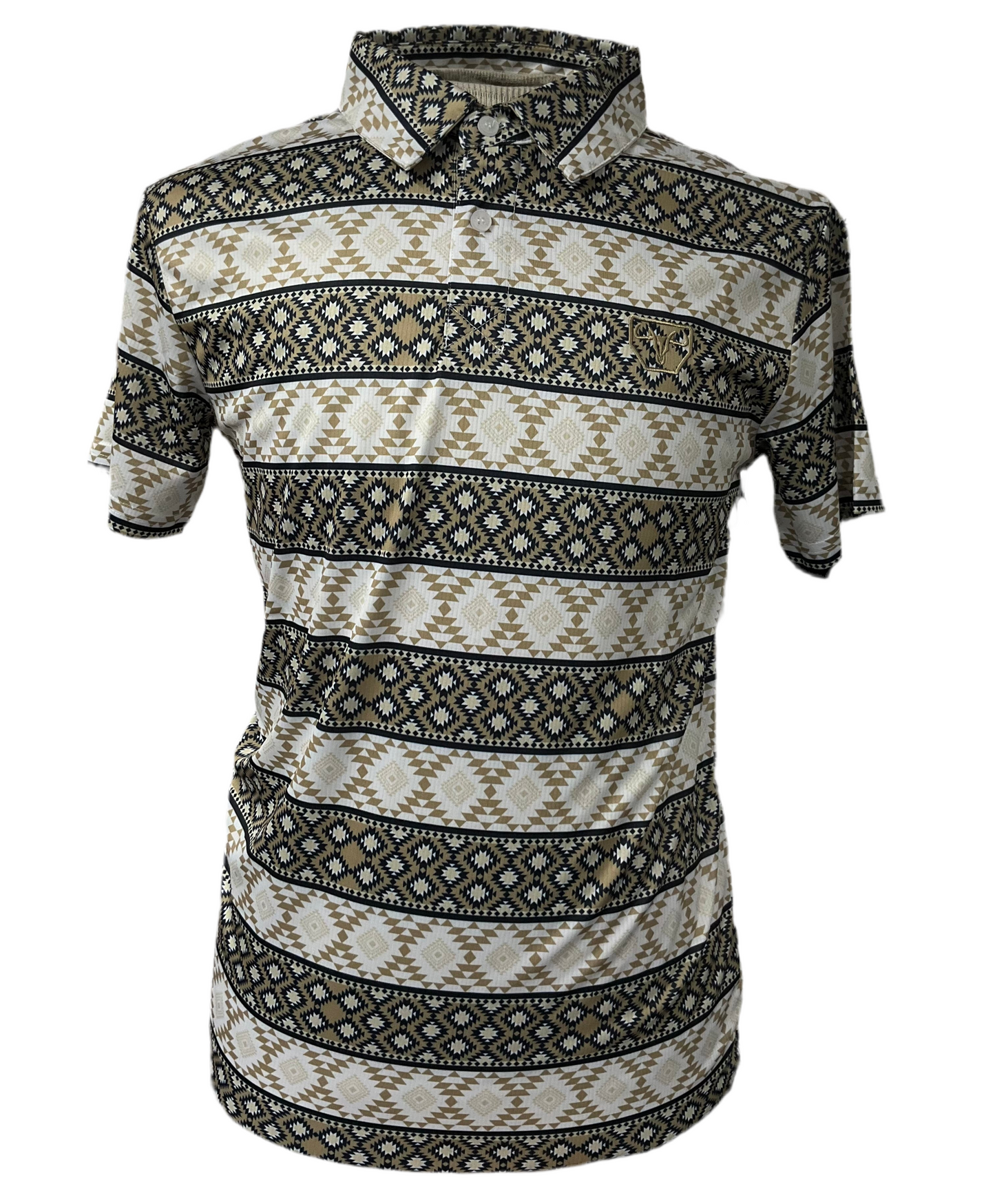 Platini Men’s polo PGP11011 white/gold / navy ( diseño azteca )