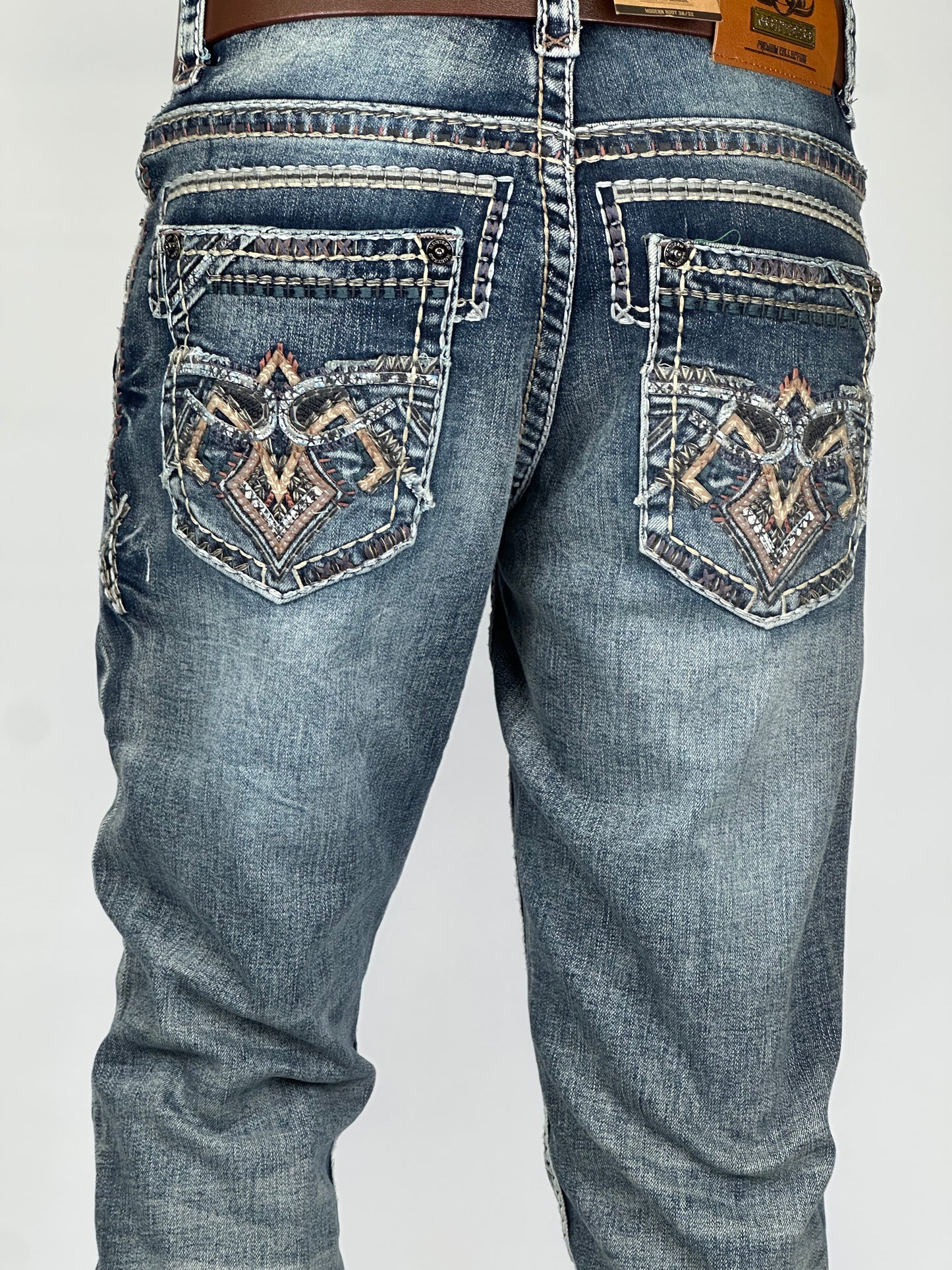 Montero MT4661-MED Medium Blue Men’s Modern Boot Cut Jeans