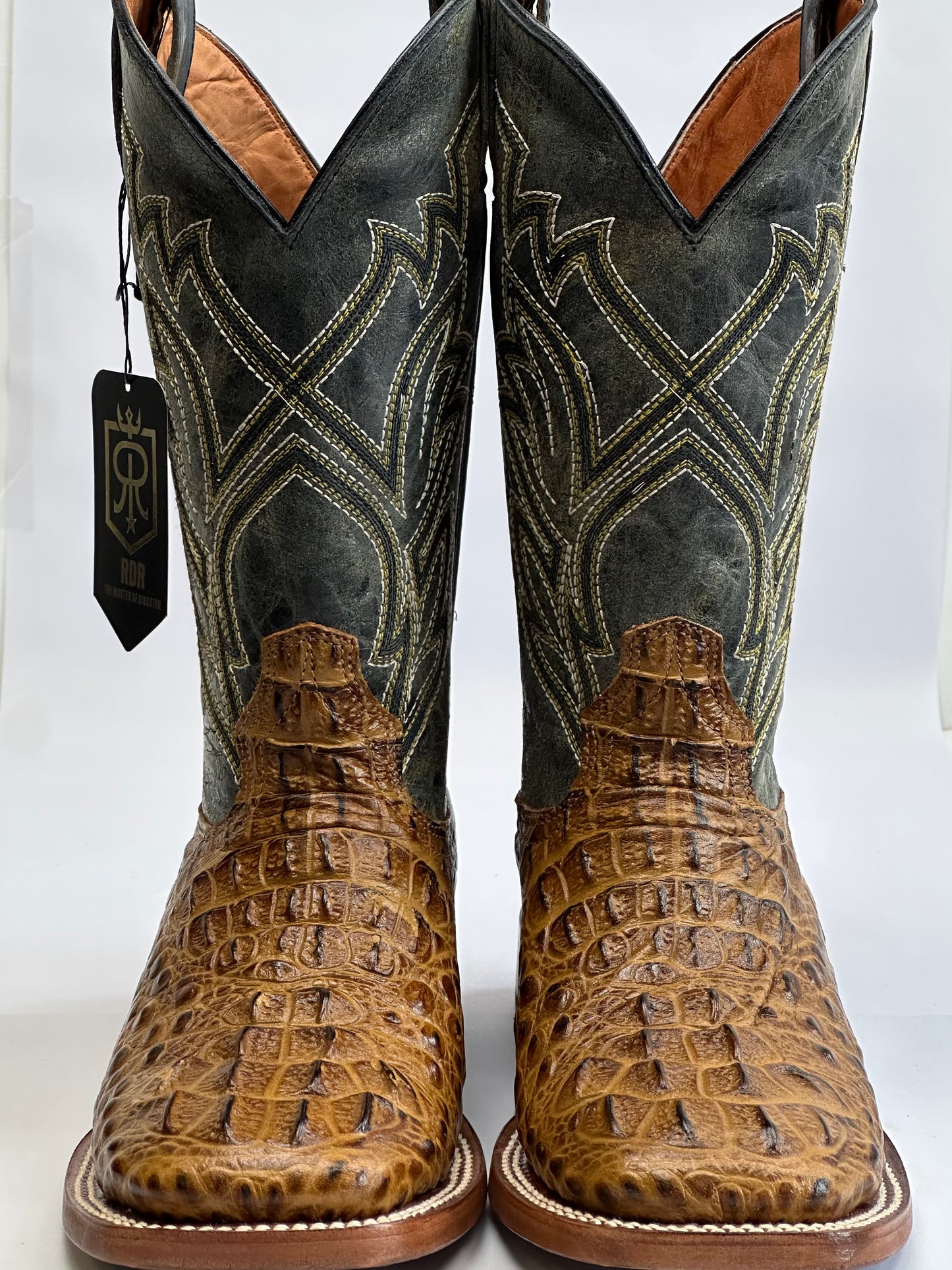 RDR Men’s Honey Nile Print Leather Cowboy Boots With Leather Sole