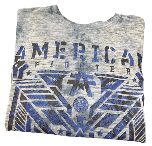 American Fighter Finley SS Mens T Shirt Grey Blue/Azul Gris (Playera Caballero) Manga Corta