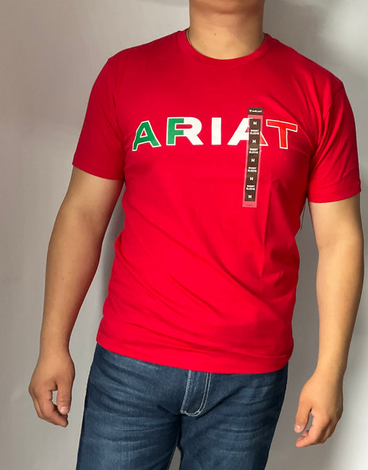 Ariat Heather Red/Roja Viva Mex Independent SMU SS Mens Shirt (Playera Caballero) Manga Corta