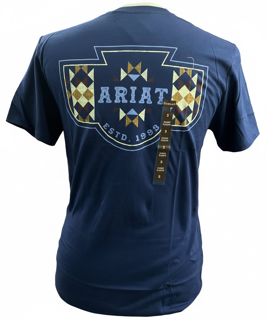 Ariat Men’s Woven West ss Shirt Medieval Blue 10062418