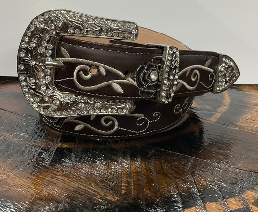 Western Lady’s Embroided Brown Belt