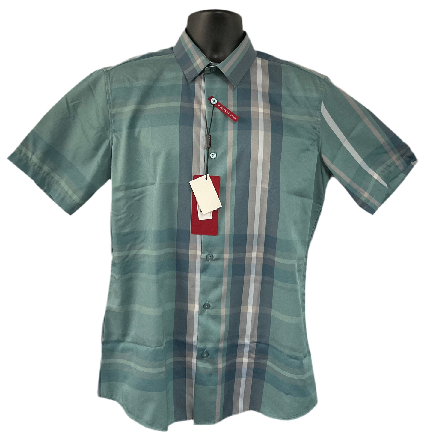 Platini Stretch Modern Fit Blue/Azul stripes/rayas Mens Shirt (Camisa Caballero) Short sleeve Manga Corta