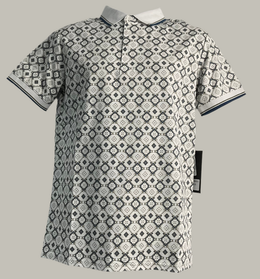 Men’s Polo Lamasini LAM28224 White/ navy and grey modern fit