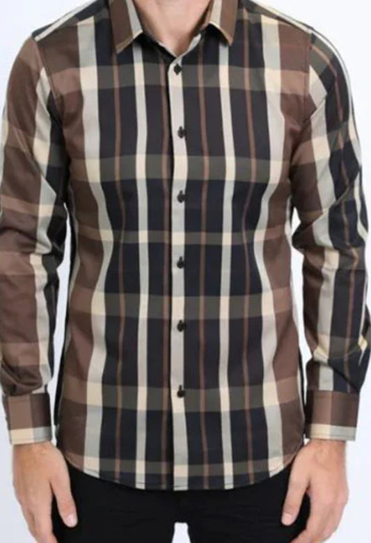 Platini Shirt CHL10499 Black/Brown Long Sleeve