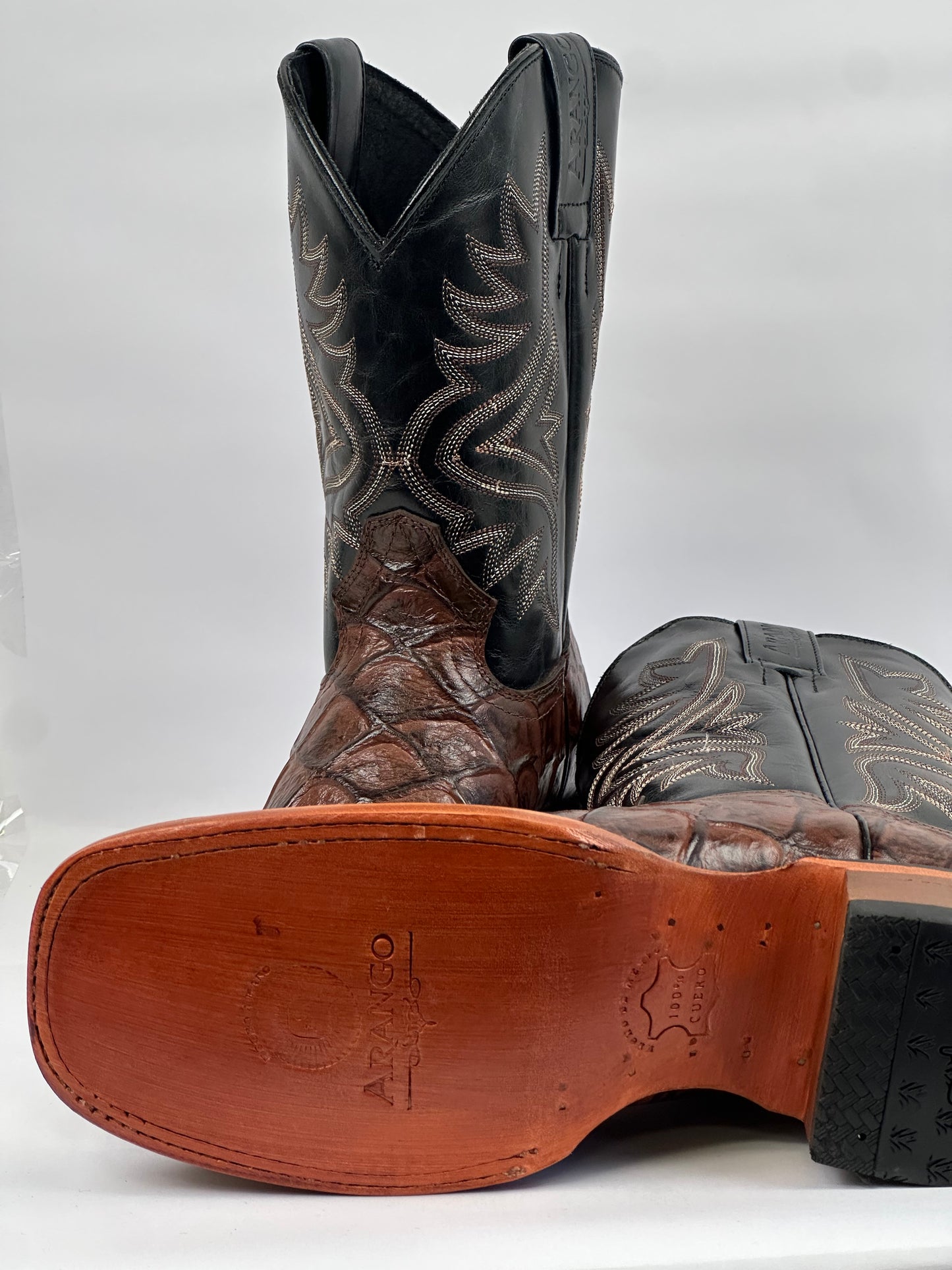 Arango Pirarucu Fish Print Tobacco Pro-Rodeo Men’s Western Boots