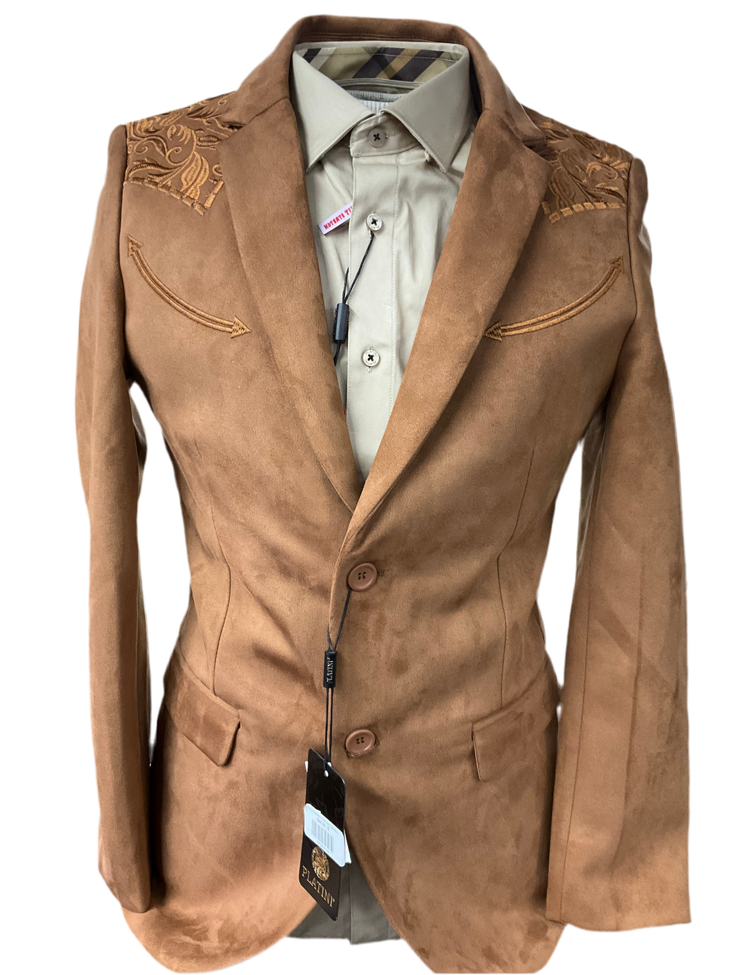 Platini Camel Mens Coat (Saco Caballero) Gamuza/Fauz-Suede Desing style BLZ6623