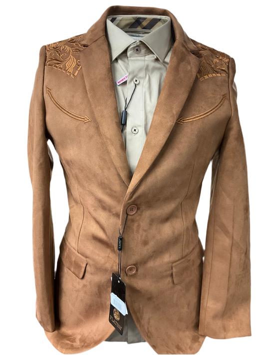 Platini Camel Mens Coat (Saco Caballero) Gamuza/Fauz-Suede Desing style BLZ6623