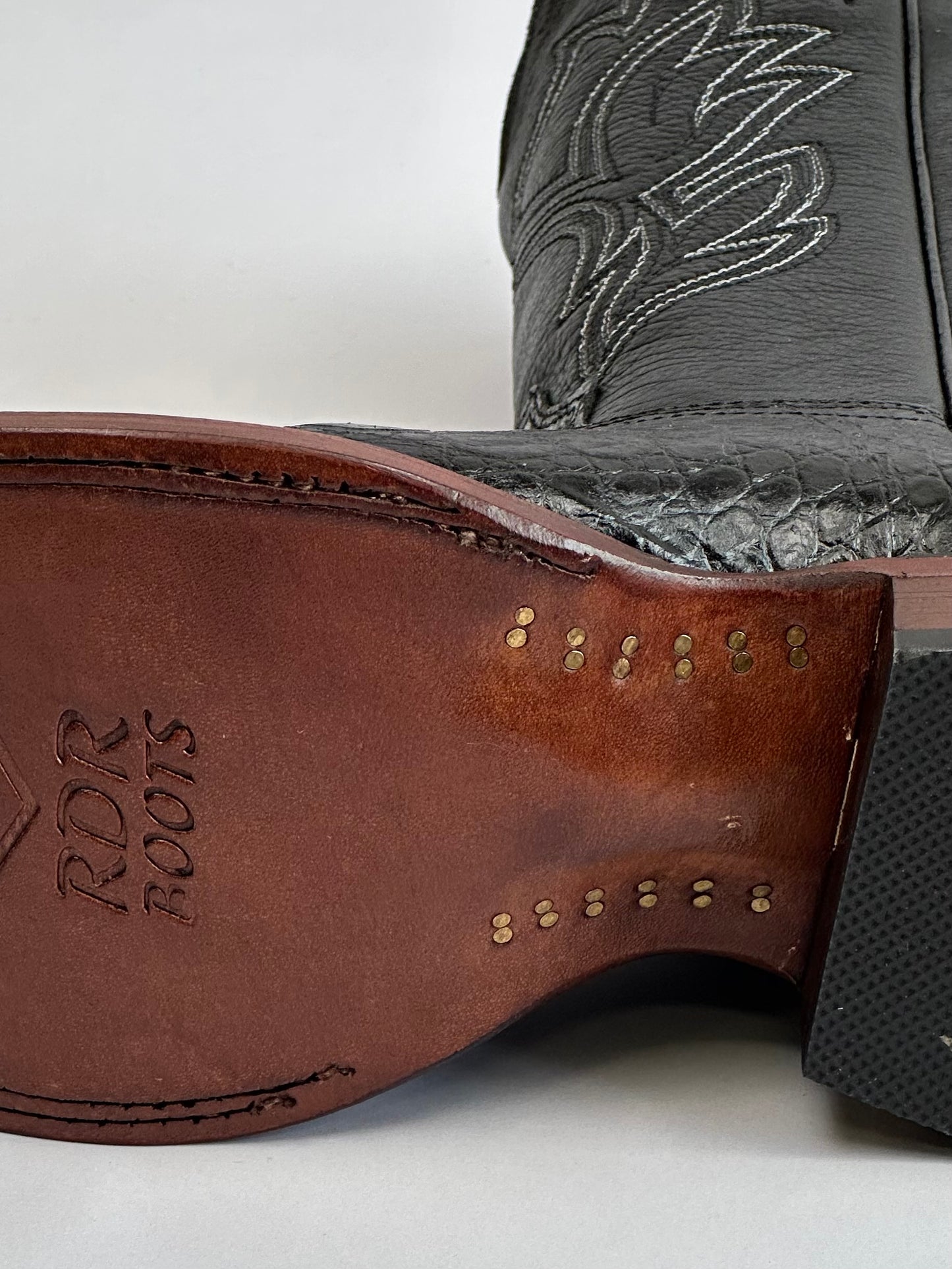 RDR Men’s Black Nile Print Leather Cowboy Boots With Leather Sole