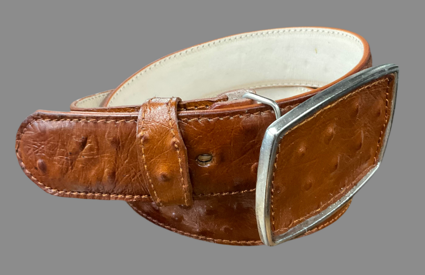 Mens Belt Ostrich Imitation Cogñac