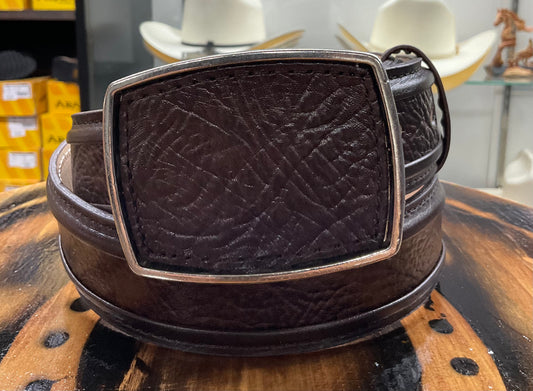 Men belt Brown buckle square ( cinto café obscuro liso hebilla cuadrada )