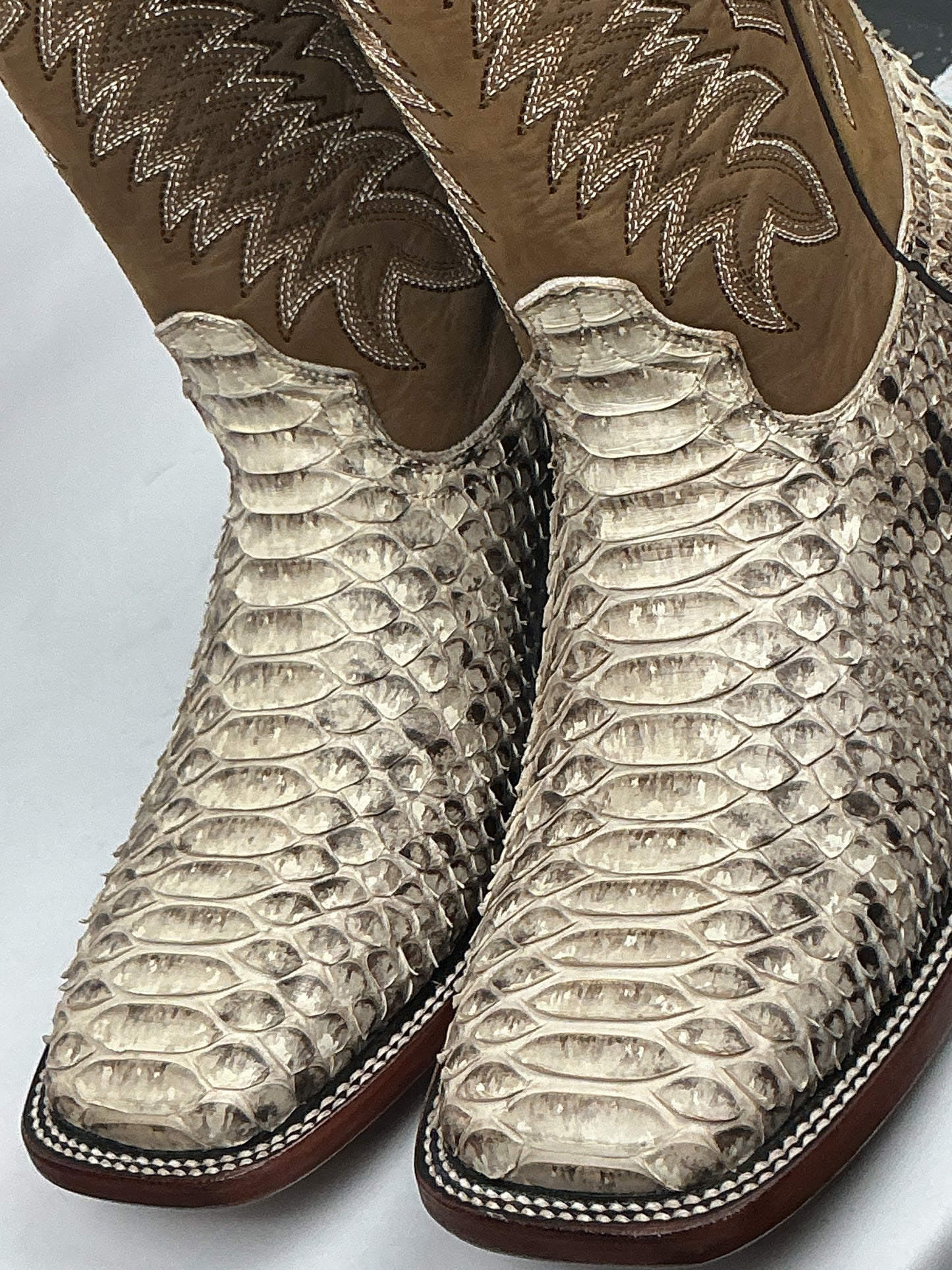 RDR Exotic Python Skin Natural Pro-Rodeo Western Boots