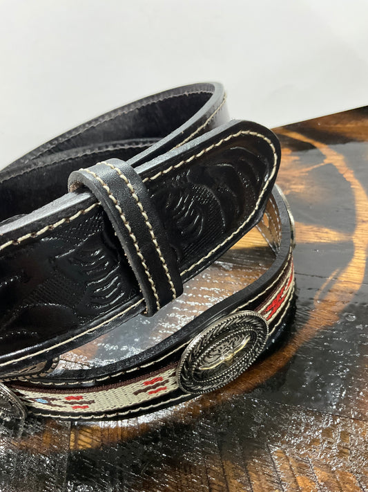 Black Leather Tooling Belt