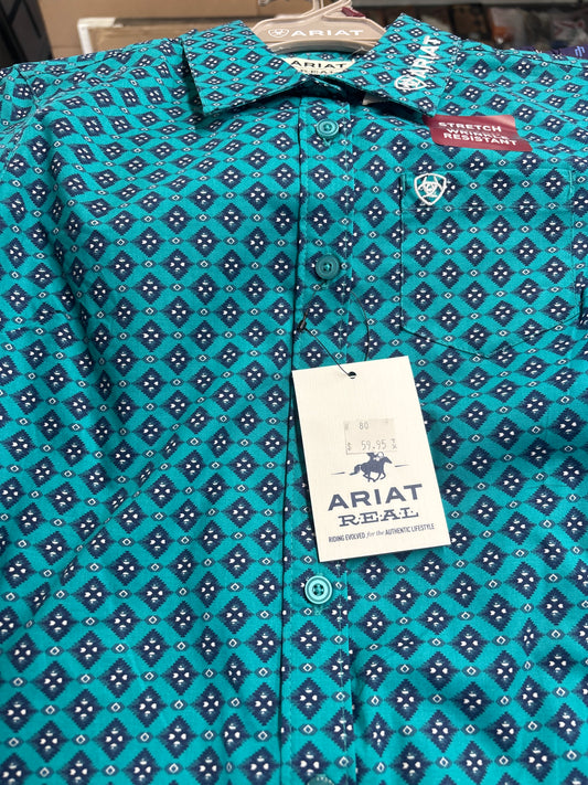 Ariat Real Ariel Geo Print Team Kirby Str Ls Women Shirt (Camisa Mujer)