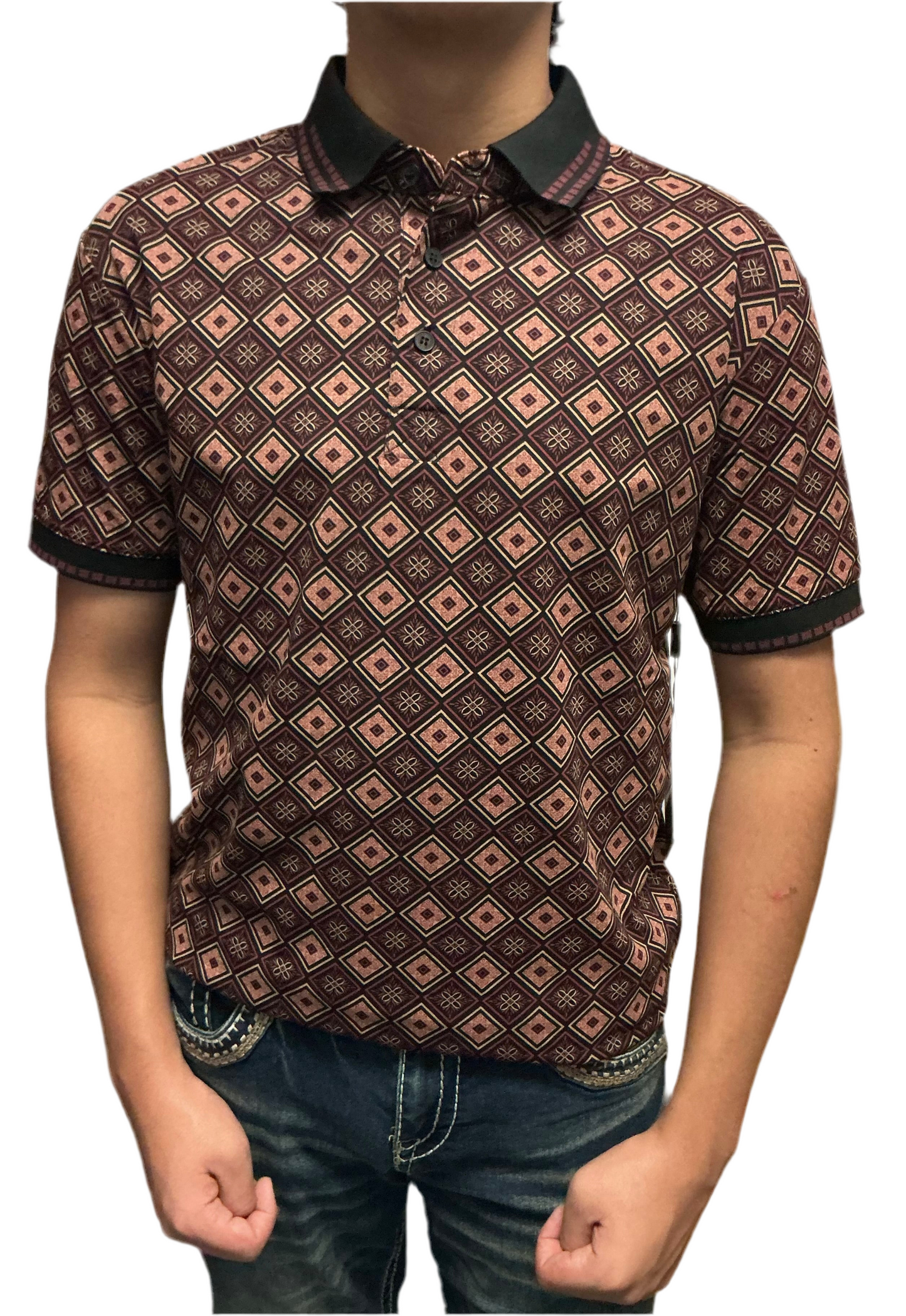 Montero Men’s Polo MT36011 Black/Burgundy  modern fit
