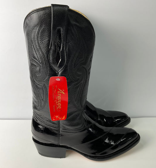 Eel black ( Anguila negro ) Arango Exotic Men Boot Semi-Oval