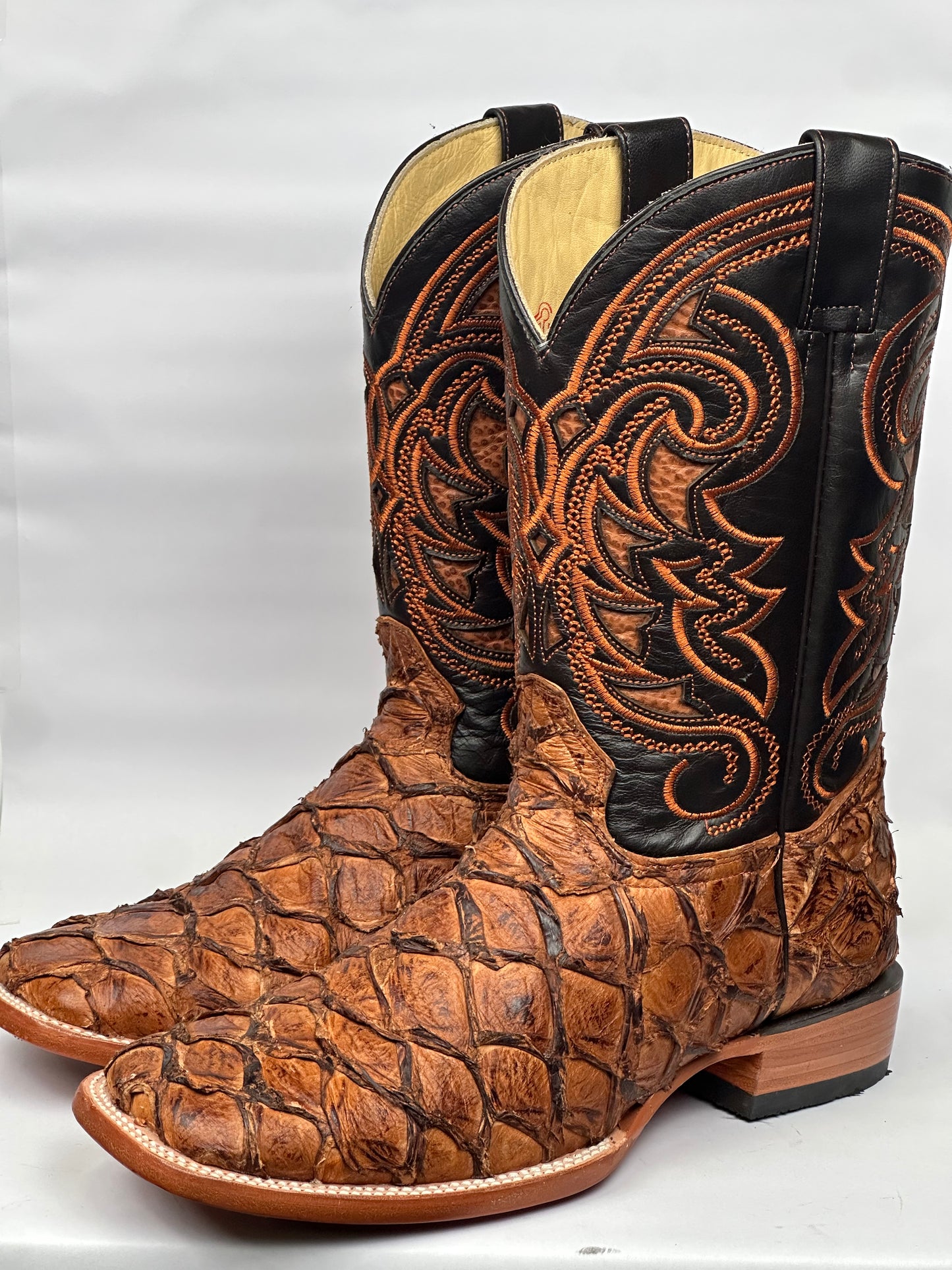 Arango  Pirarucu Fish Skin Cognac Exotic Men’s Boots