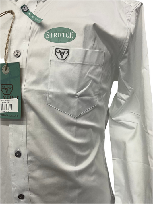 Platini White/Blanca Plain Modern Fit Stretch Long Sleeve/Manga Larga Mens Shirt (Camisa Caballero)