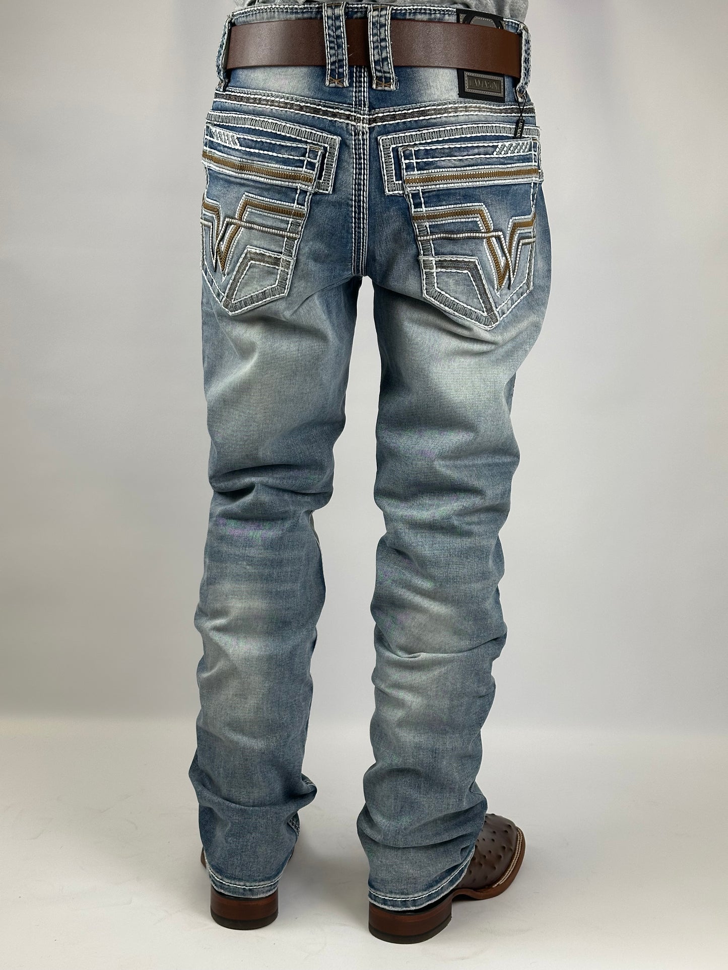 Lamasini LAM-26501 Medium Blue Men’s Boot Cut Stretch Jeans