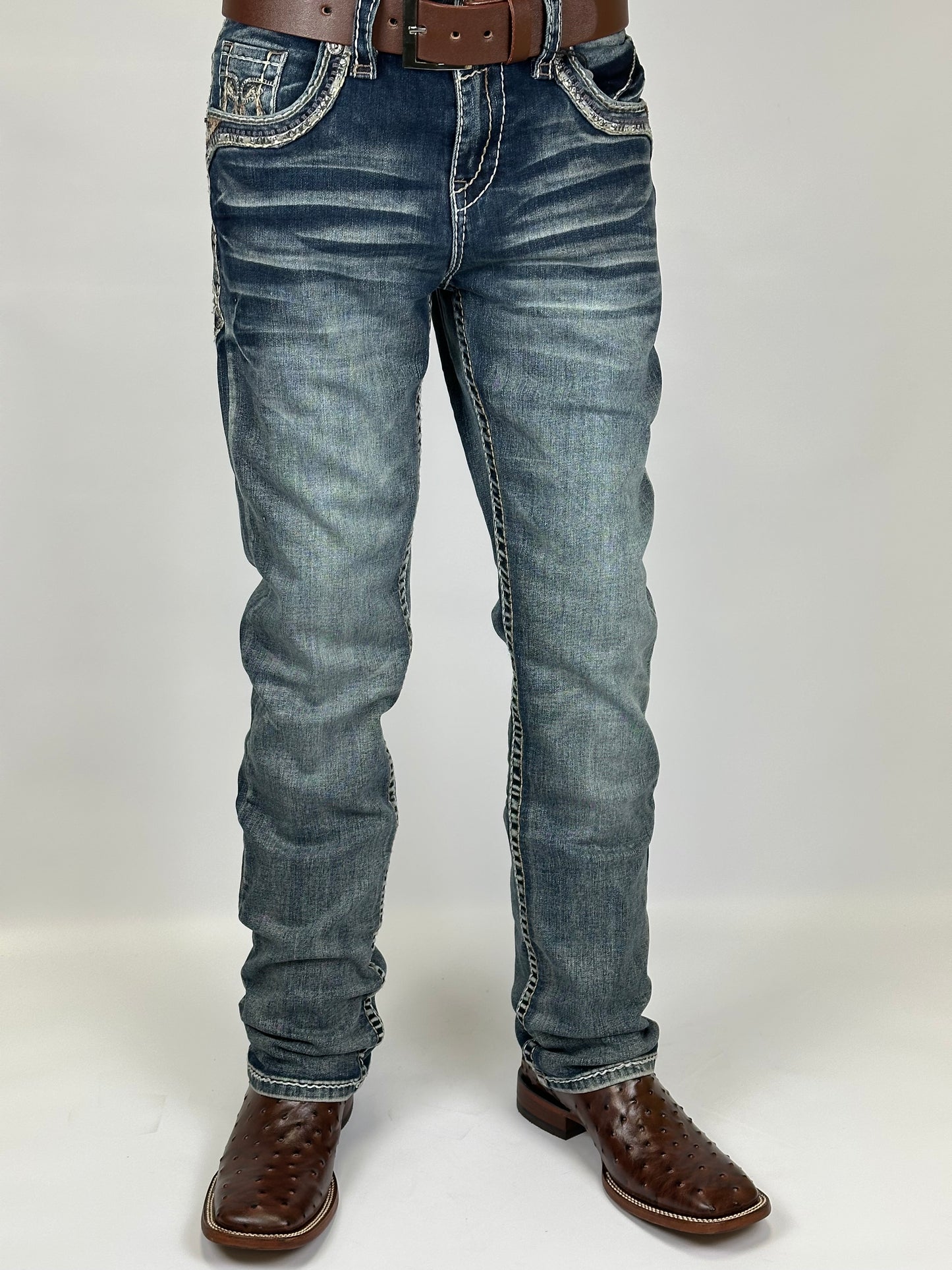 Montero MT4661-MED Medium Blue Men’s Modern Boot Cut Jeans