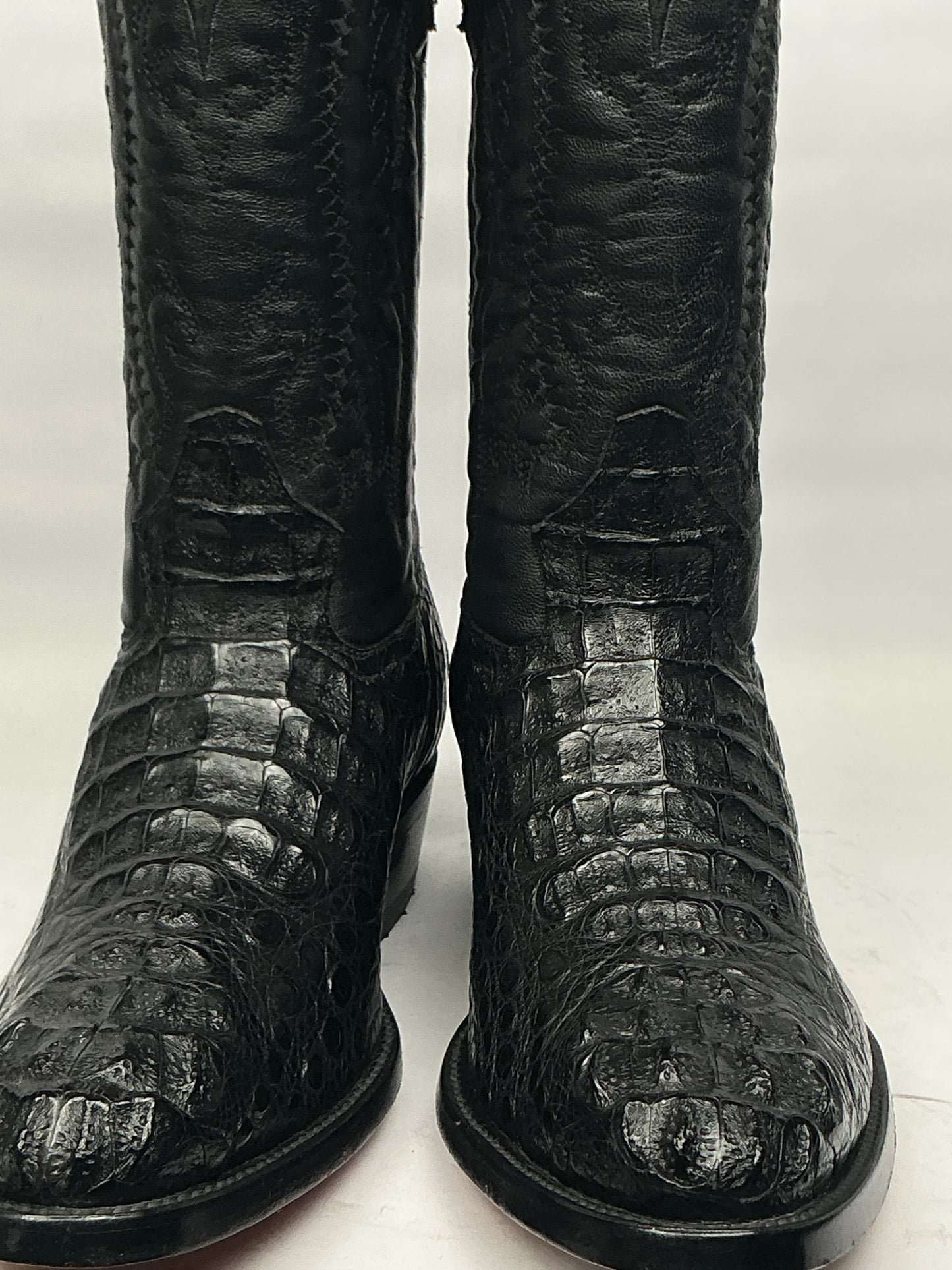 Arango Alligator Back Black Exotic Men’s Semi-Oval Boots