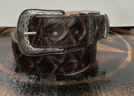 Brown Leather Fish Print