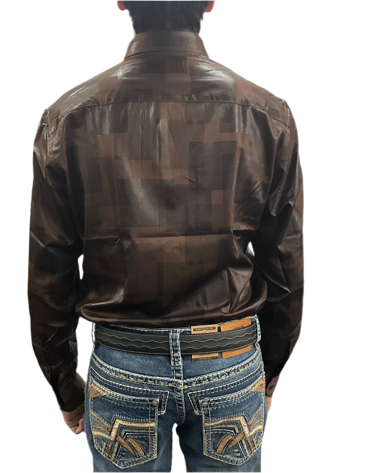 Montero Men Shirt style MT0821 Brown ( Camisa Montero de hombre cafe )