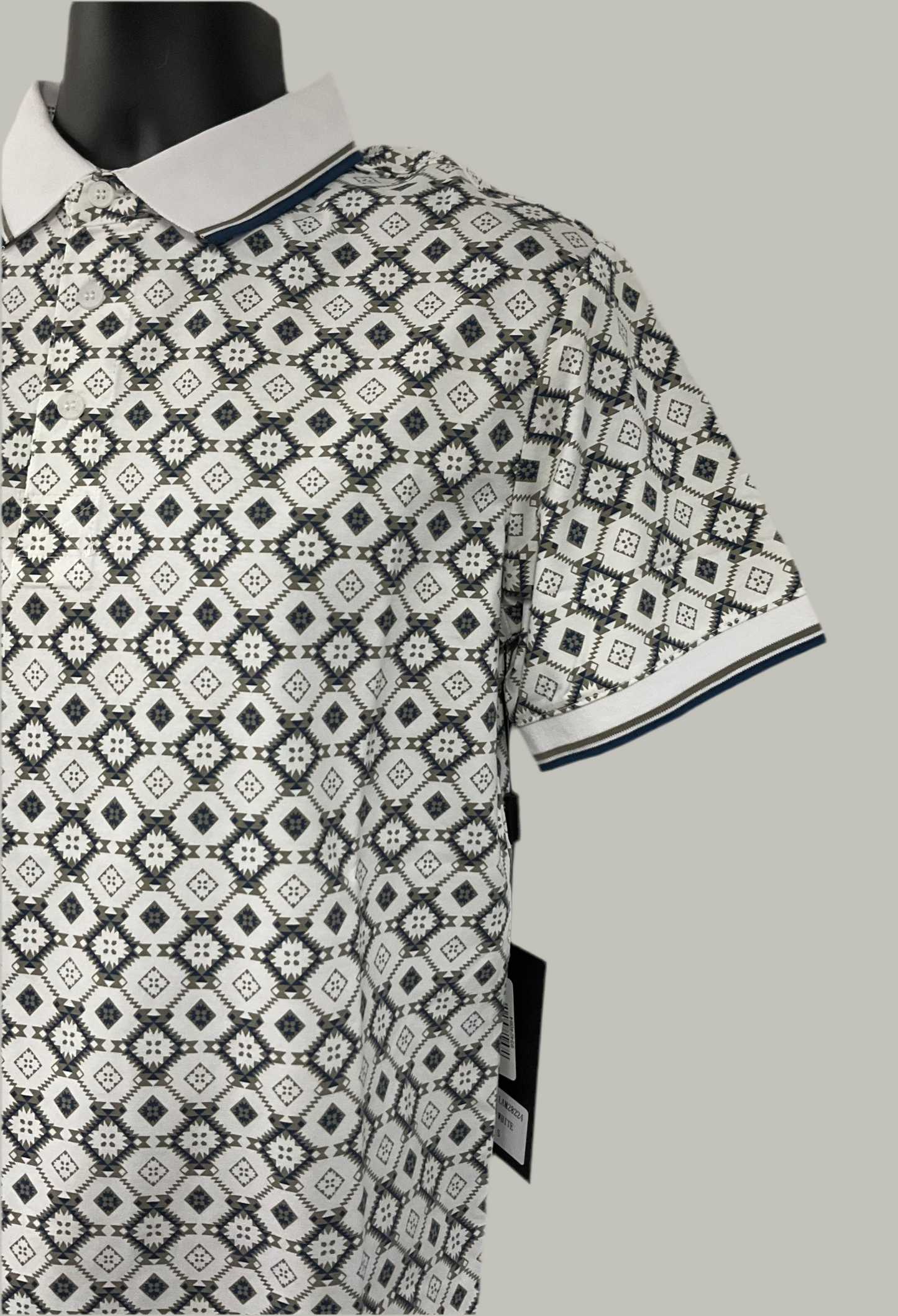 Men’s Polo Lamasini LAM28224 White/ navy and grey modern fit