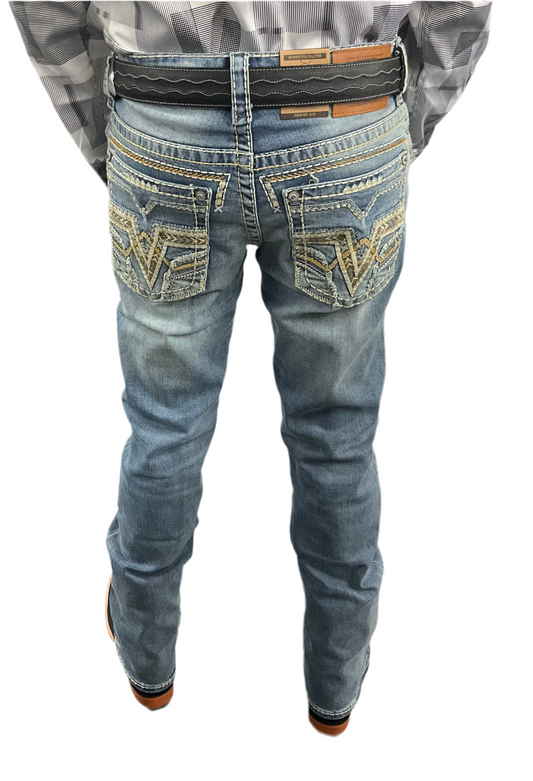 Montero men jeans  Style MT-4641 LT blue  ( double Costura )modern boot
