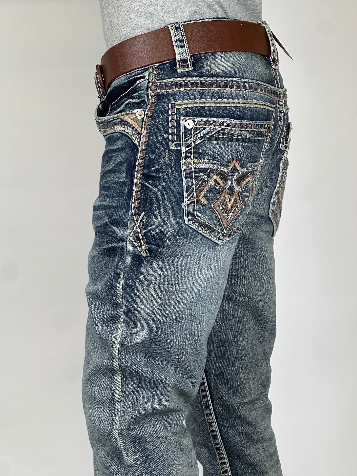Montero MT4661-MED Medium Blue Men’s Modern Boot Cut Jeans
