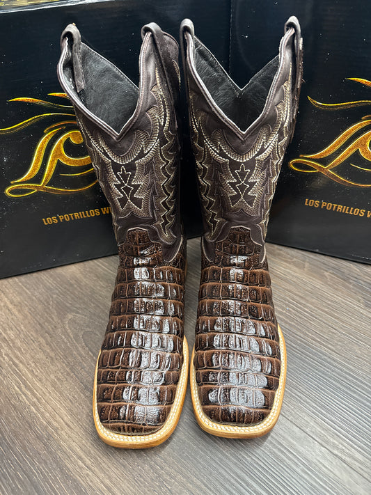 Lazo Men Boots alligator print brown ( bota imitación Lomo cocodrilo grande Café )