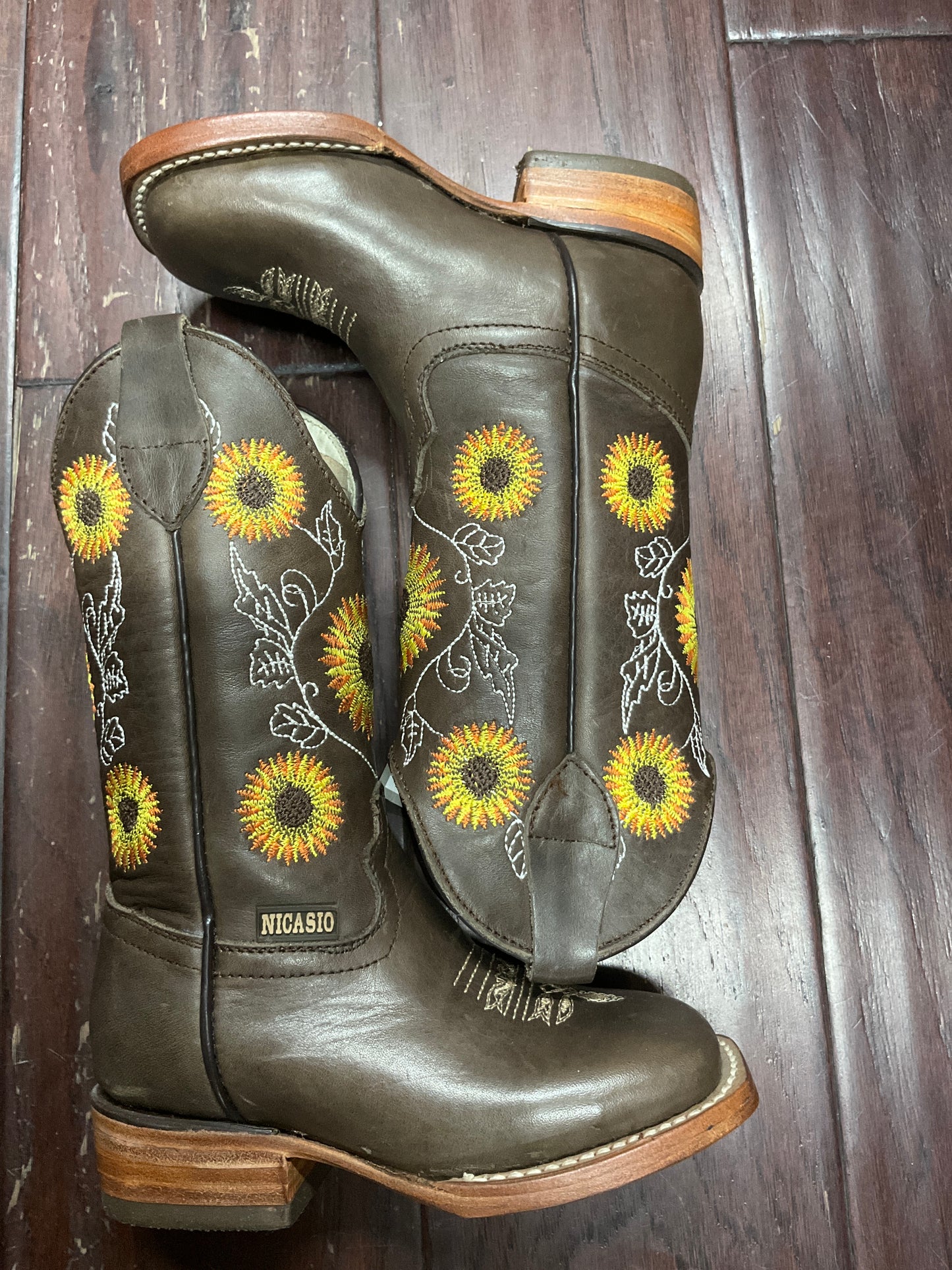 Nicasio girls boots crazy sunflowers brown