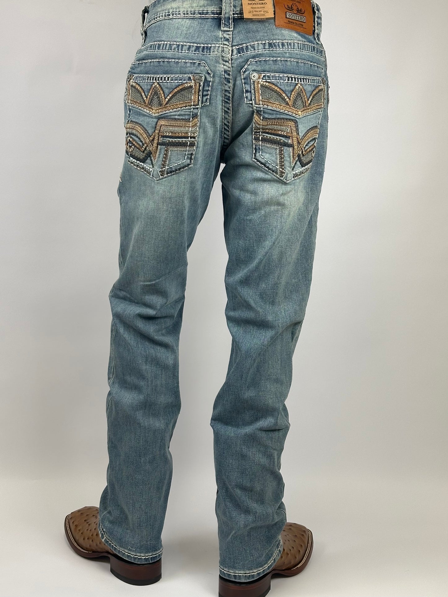 Montero MT4656-LT light blue men’s modern boot cut stretch jeans