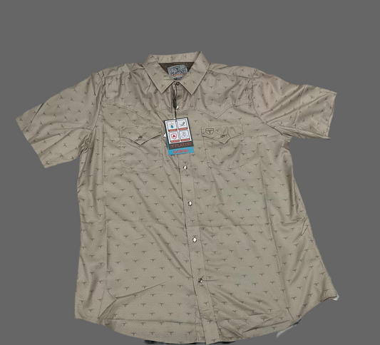 Platini Performance Tan/Bull/Toros Short Sleeve Manga Corta Mens Shirt (Camisa Caballero)
