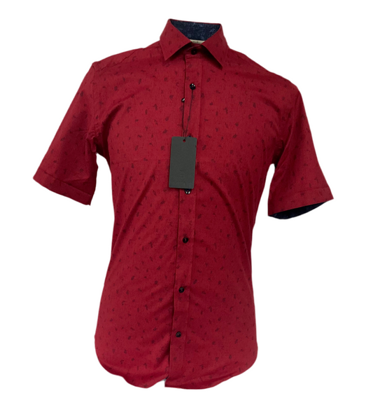 Platini Turkey Burgundy/vino Mens Shirt (Camisa Caballero) Short Sleeve Manga Corta