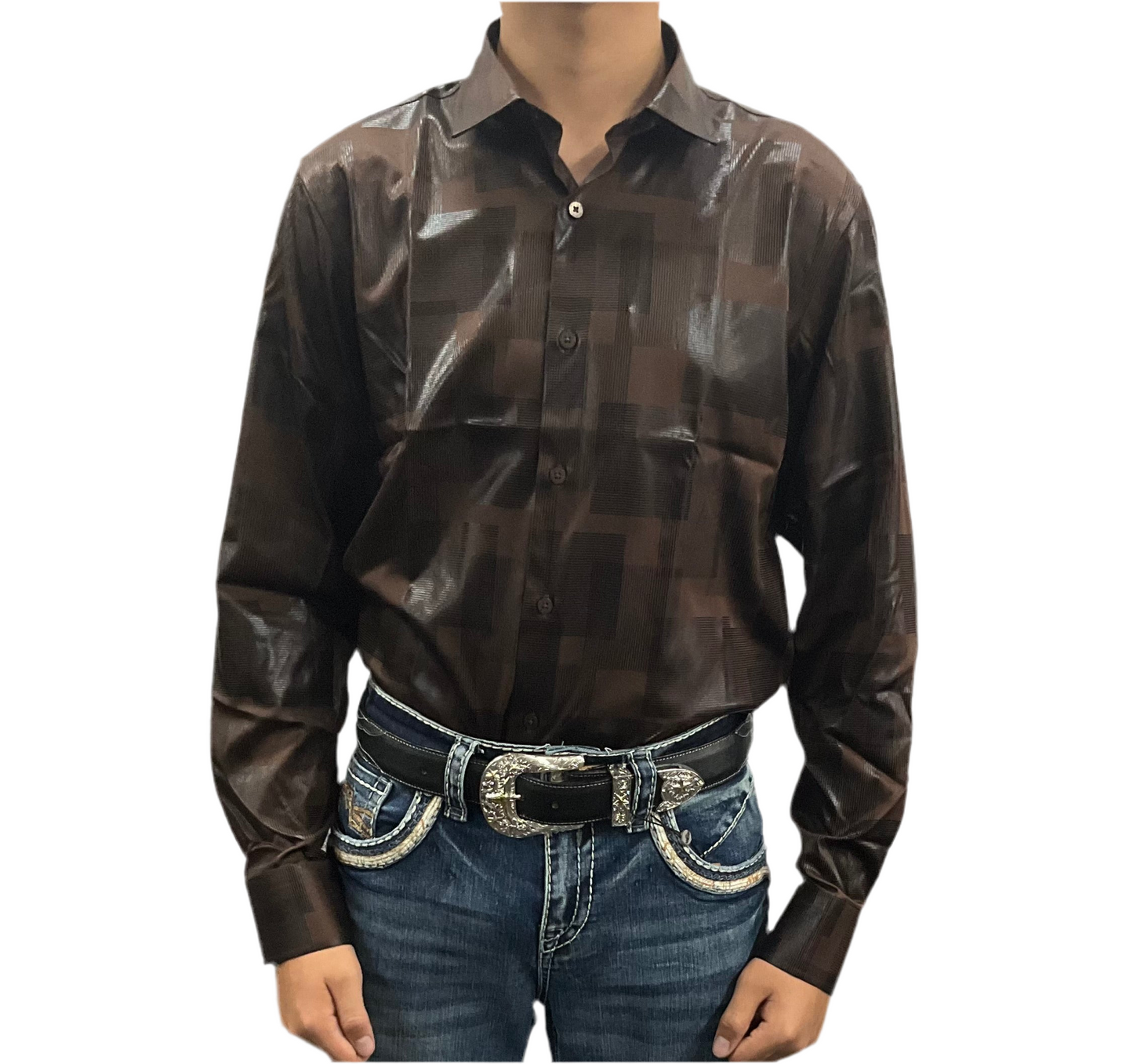 Montero Men Shirt style MT0821 Brown ( Camisa Montero de hombre cafe )