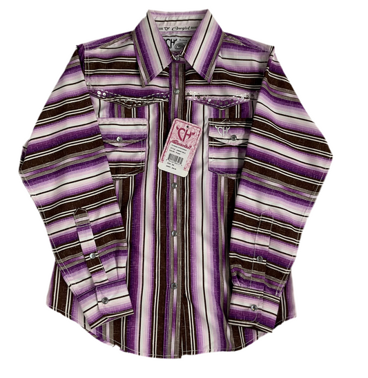 Cowgirl Hardware Purple Girl Shirt (Camisa Niña) LS 425549-190-k