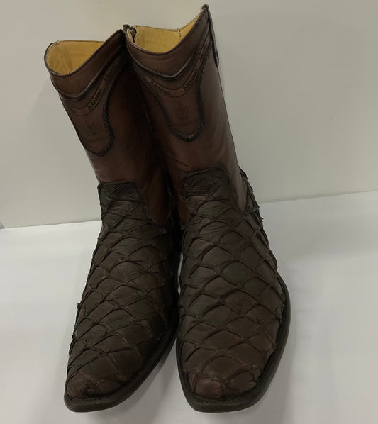Arampaima fish skin kango tabaco zipper (pescado pirarucu ) Arango exotic men boot Europea