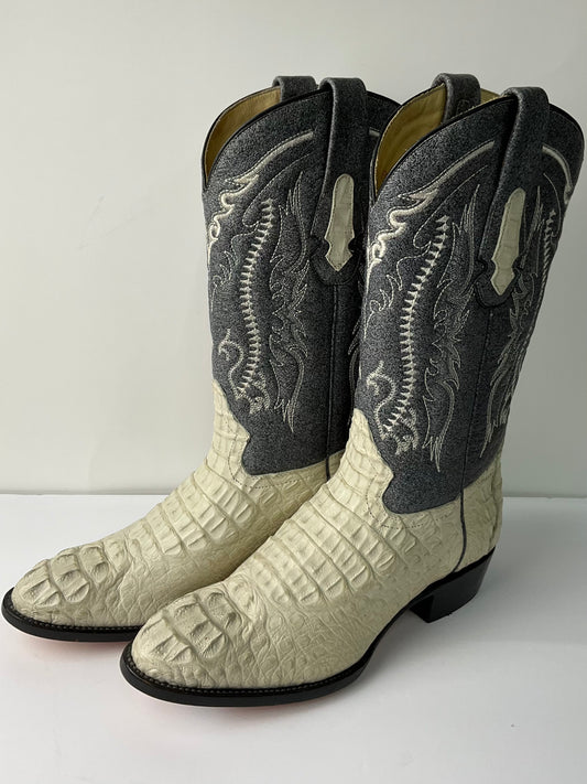 Alligator neck bone exotic (lagarto nuca Hueso) Arango Exotic Men Boot Semi-Oval