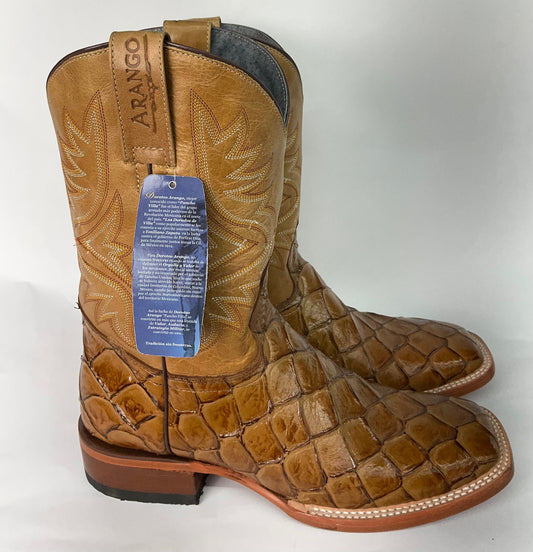 Arango Pirarucu (Fish) Print Pro-Rodeo Imitation Man Boot Saddle Color