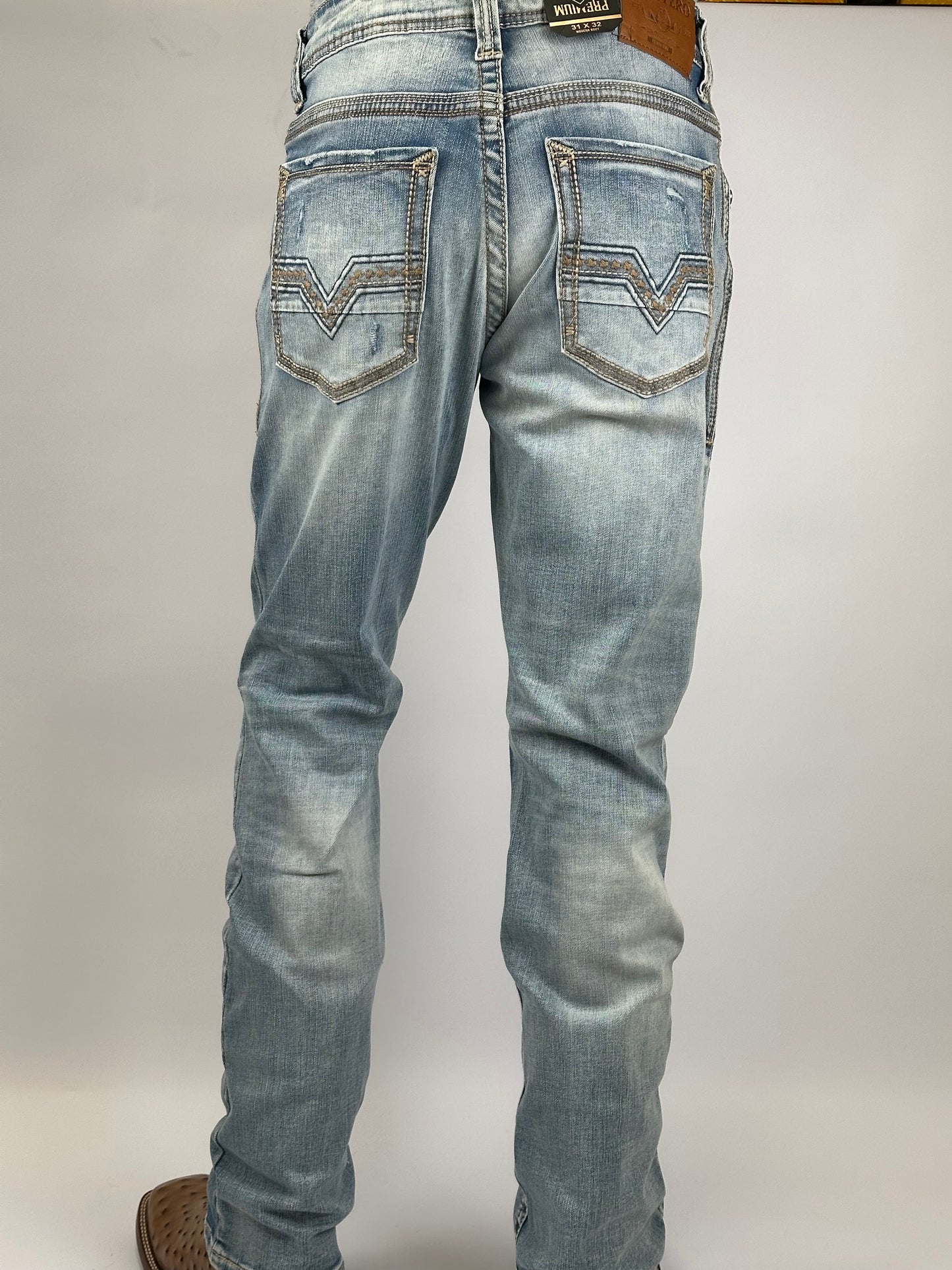 Montero MT4666-LT Light Blue Men’s Modern Boot Cut Stretch Jeans
