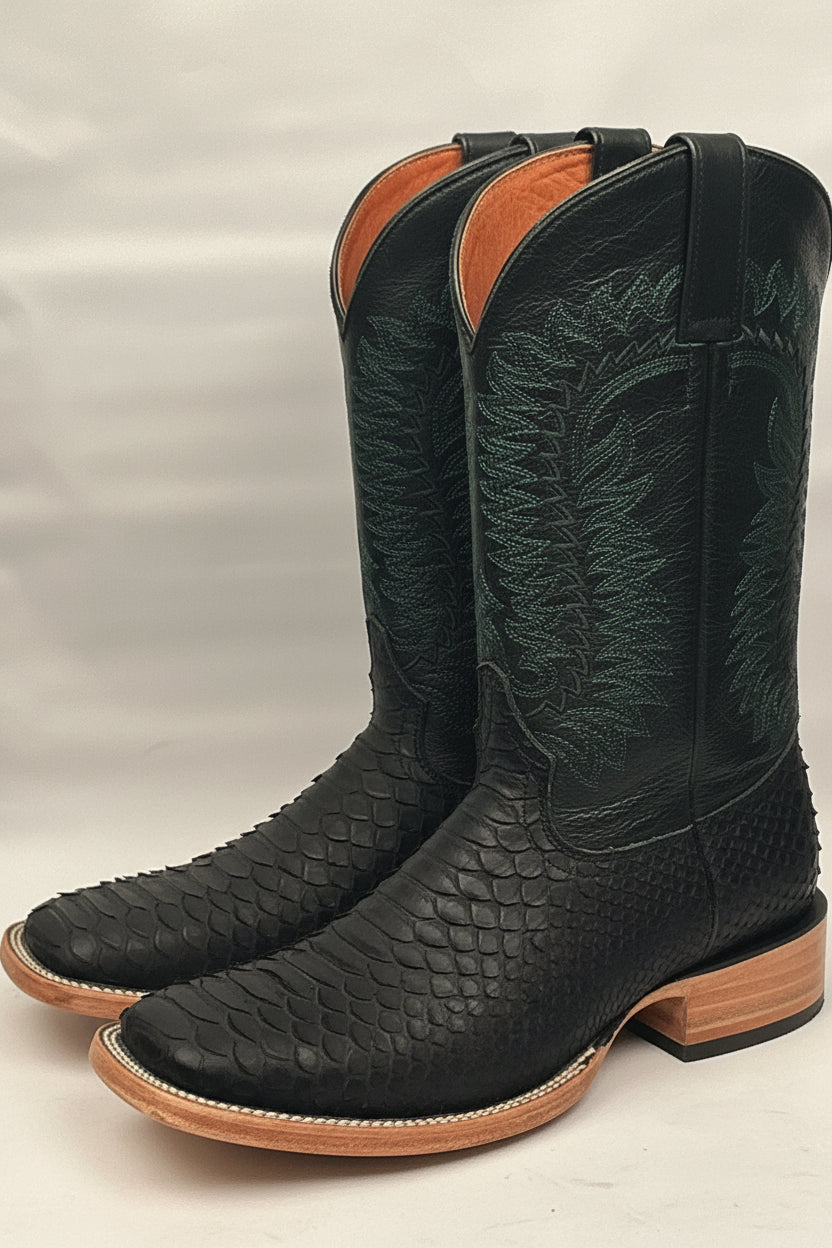 RDR Exotic Python Skin Black 070 Men’s Western Boots
