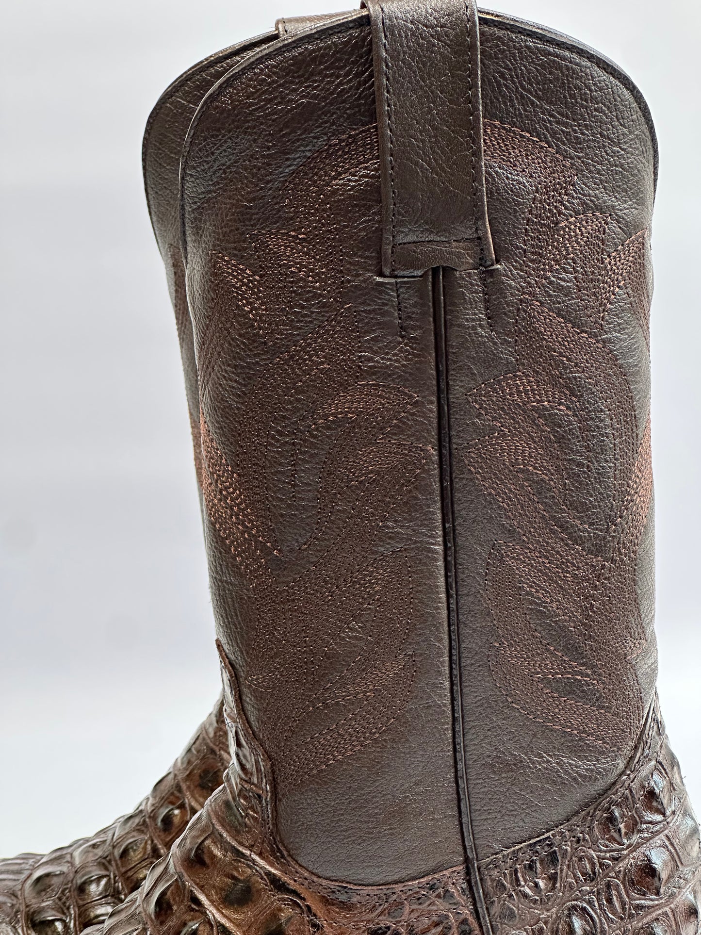 RDR Brown Nile Print Leather Cowboy Boots Square Toe Leather Sole